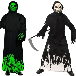 Kids’ Grim Reaper Skeleton Ghost Jumpsuit Costume