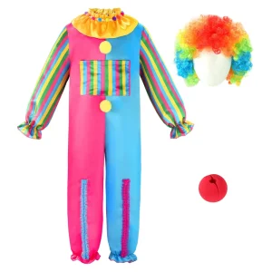 Kids’ Halloween Clown Costume Set with Wig