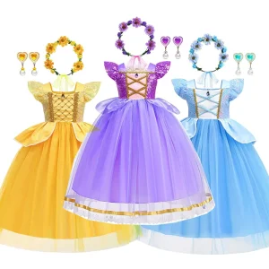 Kids Halloween Costume Sequined Princess Dress Up Outfit for Girls Birthday