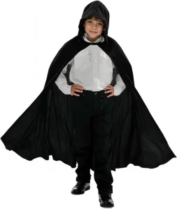 Kids Halloween Costumes Black Cloak With Hooded One Size Vampire Cape for Cosplay Party