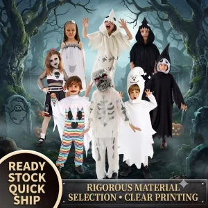 Kids Halloween Ghost, Skeleton and Horror Character Costume Set