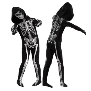 Kids Halloween Unisex Jumpsuit Zombie Scary White and Black Skeleton Costume