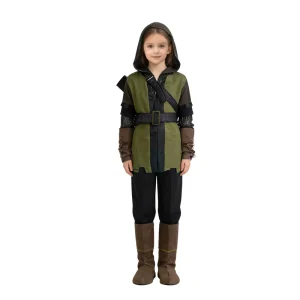Kids’ Hunter Anime Cosplay Costume Set with Hooded Tunic Belt Arm Guards & Boot Covers