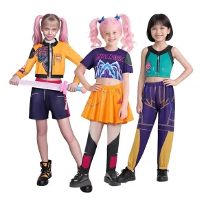 Kids Idol Stage Costume Girls Hip Hop Dance Outfit Children Anime Print Halloween Carnival Performance Cosplay Suit