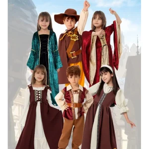 Kids’ Knight and Princess Peasant Dress Vintage Middle Ages Halloween Renaissance Fair Cosplay Outfit