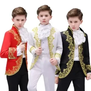 Kids Medieval Prince Costume Child Boys King Cosplay Fancy Dress Tuxedo Suit Carnival Cosplay Costume Birthday Gift for Kids