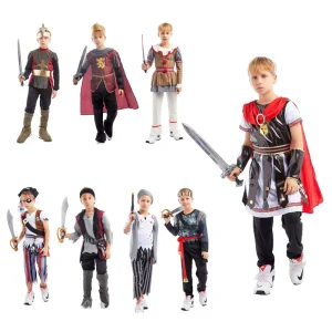 Kids Medieval Roman Warrior Pirate Costume for Halloween Cosplay