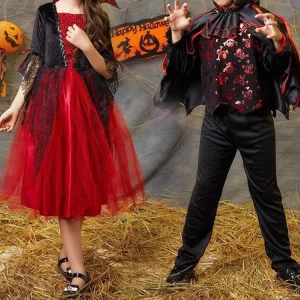 Kids’ Mesh Vampire Princess Cloak Dress Costume for Cosplay