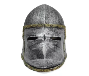 Kids’ Plastic Medieval Knight Helmet with Flip-Up Visor, Gray