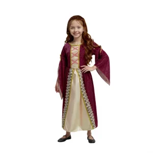 Kids Princess Costume Pink Long Dress Medieval Style for Stage Performance Kids Princess Costume