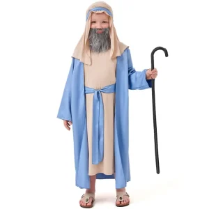 Kids’ Shepherd Costume, Arabian Grandpa Role-Play Outfit for Nativity and Halloween
