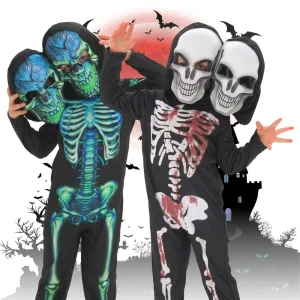 Kids’ Two-Headed Skeleton Jumpsuit Costume for Boys and Girls