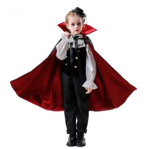 Kids Vampire Halloween Polyester Cosplay Costume Set Dracula Cloak Outfit