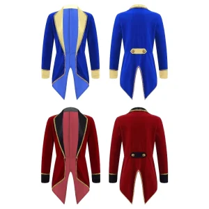 Kids Victorian Steampunk Tailcoat Gothic Performance Coat Medieval Retro Costume for Party Dance Cosplay