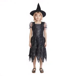 Kids Witch Costume Halloween Party Dress with Hat Girls Cosplay Outfit Stage Performance Witch Costume