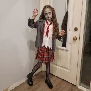 Kids Zombie School Girl Costume JK-Style Cosplay Outfit for Halloween and Stage Performance