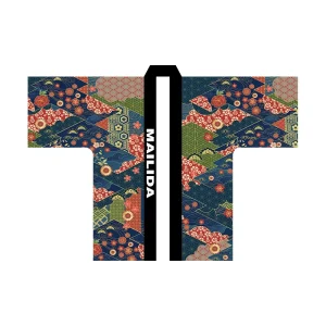 Kimono Cardigan Japanese Happi Coat Haori With the Flower Lucky cat Cloak Dye Sublimation Anime Costumes Haori