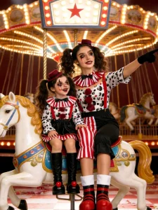 L Halloween Circus Clown Parent Child Outfits Terrifying Clown Stage Performance Cosplay Costume Carnival Ghost Doll Costume