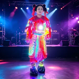 LED Chinese Mythology Nezha Costume for Stage Performance and Cosplay Events