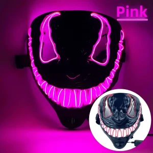 LED Light Up Halloween Mask Neon Glow Cosplay Party Mask For Festival 4 Lighting Modes