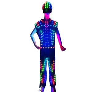 LED Stage Dance Costume Men’s Ballroom Performance Wear for Halloween Party Celebration Event Entertainment for Adults