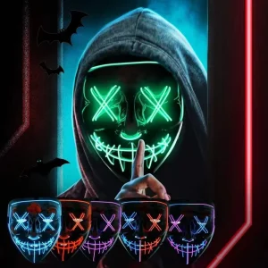LED V-Shaped Joker Mask for Cosplay and Masquerade