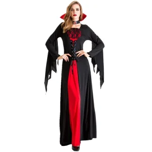 Lace-Up Faux Twinset Vampire Dress Long-Sleeve Cosplay Costume