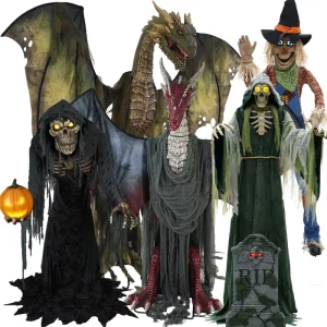 Large Electric Mechanical Werewolf Ghost Skeleton Reaper Scarecrow Knight Witch Halloween Decoration