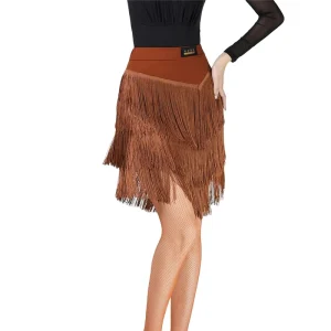Latin Dance Tassel Skirts Samba Rumba Jazz Chacha Tango Dress Layered Dance Competition Costumes for Women