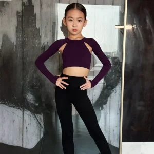 Latin Dancing Dress Fall Winter Girls Daily Training Spandex Dancewear Long Sleeve Jacket Children’s Pants
