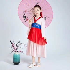 Chinese Princess Cheongsam Kimono Hanfu Set Halloween Party Christmas Children’s Costume High Quality Girls Cotton