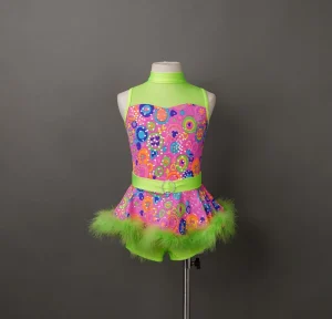 Light Green Unitard with Green Feather for Girls Girls’ Costumes for Performance Dance Costumes Stage Dance Unitard