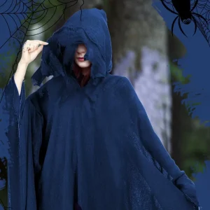 Linen Hooded Grim Reaper Cape Ripped Medieval Halloween Costume