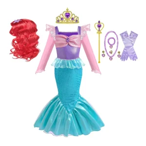 Little Girls Birthday Party Dress Princess Costumes Cosplay Mermaid Dress for Children Girls