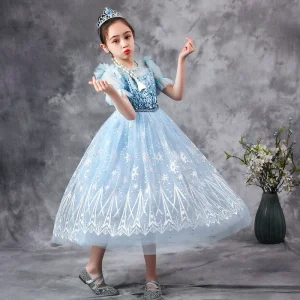 Little Girls Princess Dress Sequin Cosplay Party Dress School Performance Wear