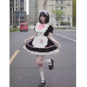 Lolita Cat Maid Cosplay Dress for Women, Party and Stage Costume