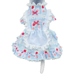 Lolita Princess Pet Skirt Dress Summer Dog Maid Outfit Polyester