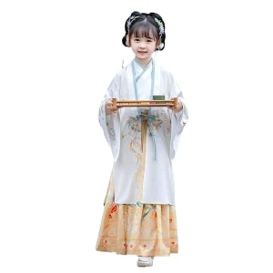 Long-Sleeve Chinese Ancient Style Costume with Floral Lotus Print