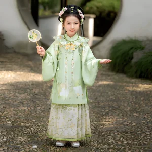 Long Sleeve Chinese Ancient Style Costume with Floral Lotus Print