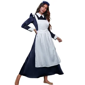 Long Sleeve European American Retro Maid Dress Western Housemaid Dress Tea Party