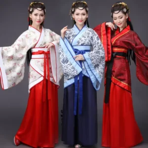 Long-Sleeve Patchwork Hanfu Long Dress Chinese Traditional Performance Costume