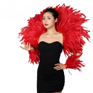 Luxury Feather Collar Cape With Matching Arm Feather Bands For Fashion Runway Show Dance Performance Carnival Costume Wear
