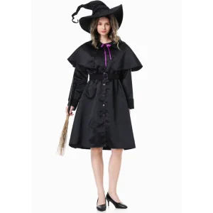 Luxury Halloween Family Outfit Women Fancy Dress Costume Role playing Kids Black Witch Costume for Girls