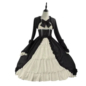 Luxury Women’s Royal Vintage Medieval Era TV & Movie Adult Halloween Bowknot Retro Gothiced Court Lolita Princess Dress