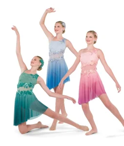 Lyrical Dance Costume Printed Ballroom Performance Wear with Spandex Skirt Design for Stage Use