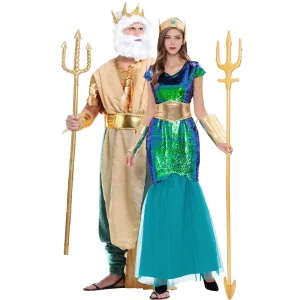 M XL Neptune COS Costume Halloween Costume Ancient Rome Greek Pharaoh Costume Ball Role Play Uniform