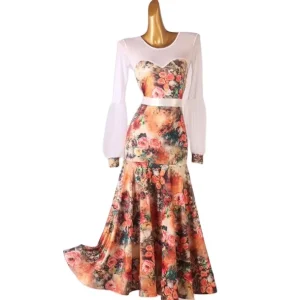 MQ112 New Standard Ballroom Dance Dress Women Girls Modern Competition Costume Spandex Waltz Stage Long Sleeve for Sale