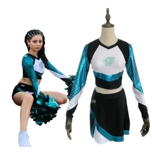 Maddie Cheerleader Costume Long Sleeve School Cheerleading Uniform Fancy Dress For Women