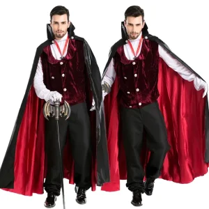 Male Vampire Costume European American Dracula Prince Wizard Pirate Costume