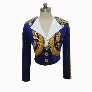 Man’s Ballet Tunic New Royal Blue Velvet Long Sleeve Man’s Dance Jacket Costume Boys Chiffon Shirt Prince Ballet Dance Tunic